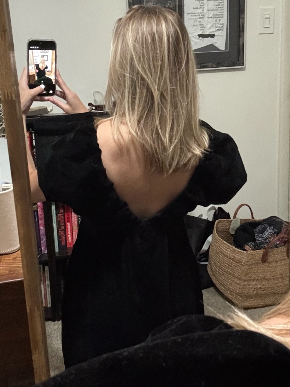 Anthropologie Viral Black Velvet Mini Dress - Picture 4 of 4